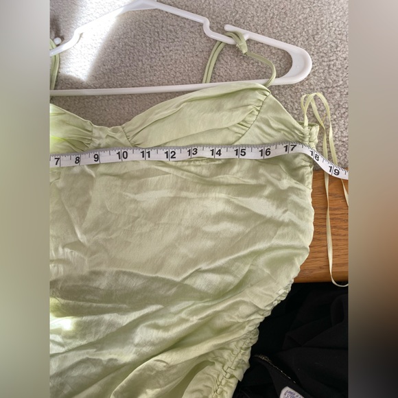 Zara Lime green Satin ruched dress size L - Picture 11 of 13